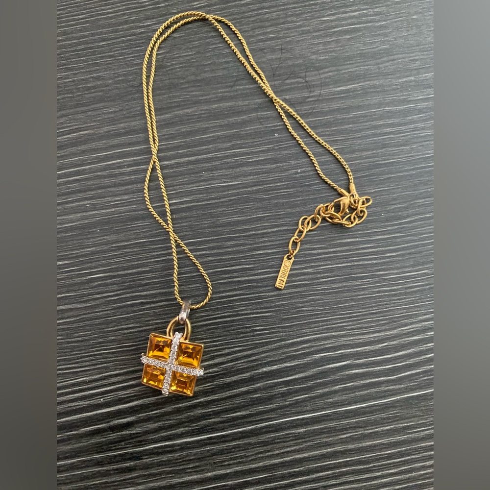 Gold-Tone d'orlan orange Crystal gift Pendant Necklace
